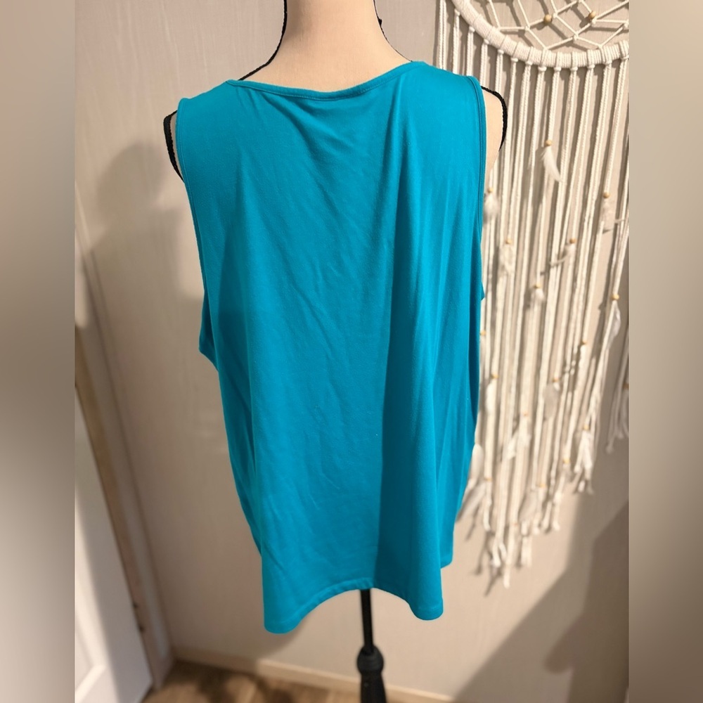 Ruby Rd. Teal and Black Geometric Tank Top - Picture 3 of 5